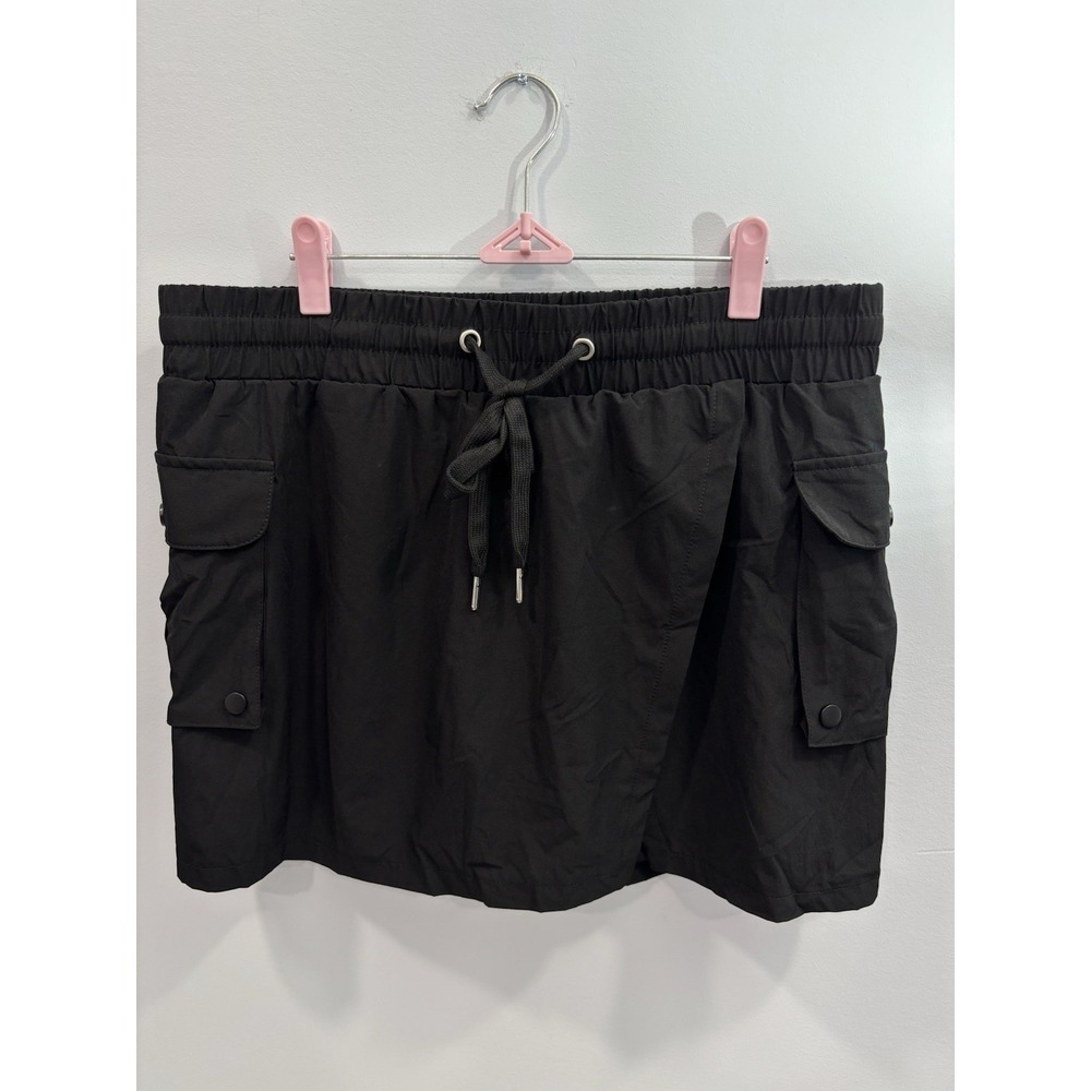 NEW Black Utility Cargo Wrap Skort XL Athletic Stretch Drawstring Hiking - Picture 6 of 8